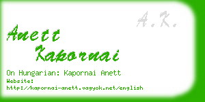 anett kapornai business card